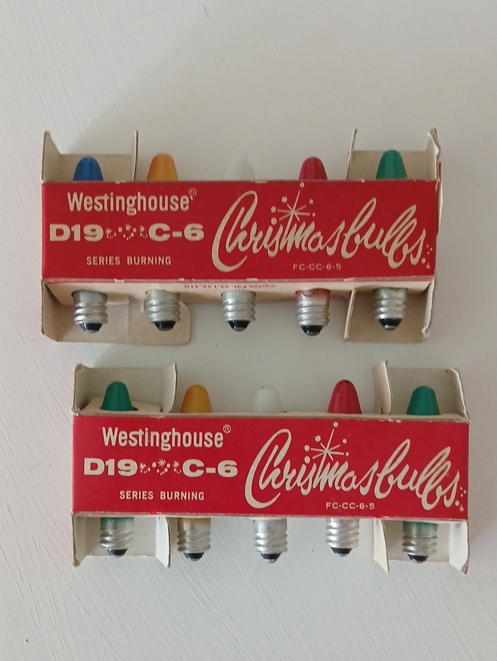 Vintage Westinghouse D19 C-6 Series Burning Christmas Bulbs 2 5-packs NOS Multi